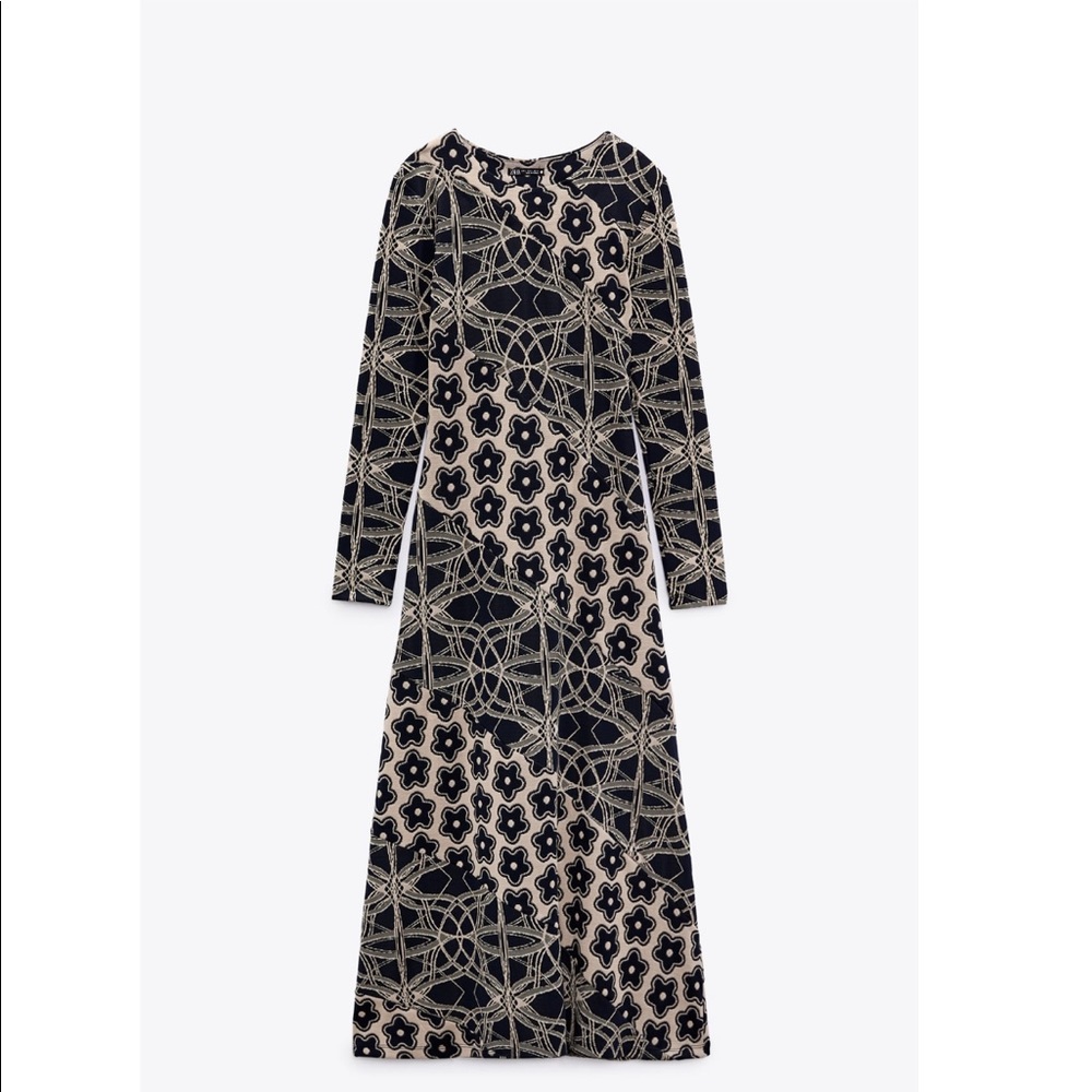 ZARA NWT LONG JACQUARD DRESS 🌸 - Picture 6 of 10